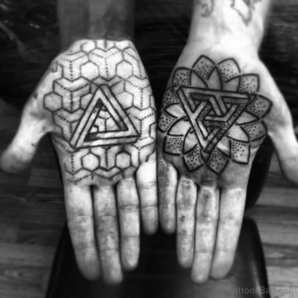 Mandla Flowers and Triangle Tattoos On Hands