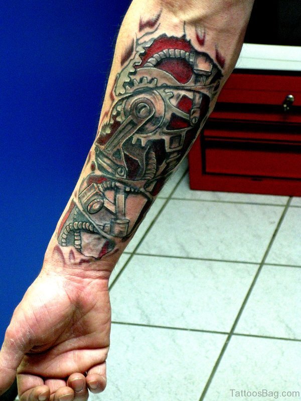 Mechanical Tattoo Design On Wrist