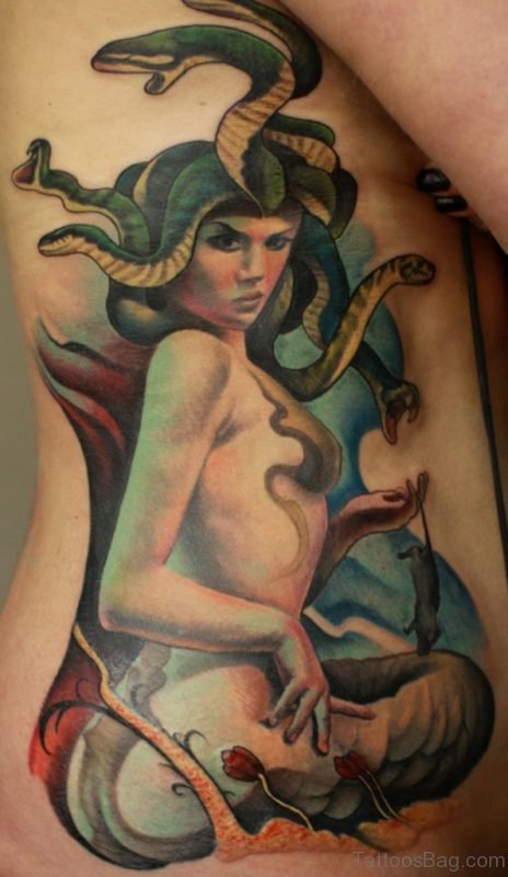 Medusa Tattoo On Rib