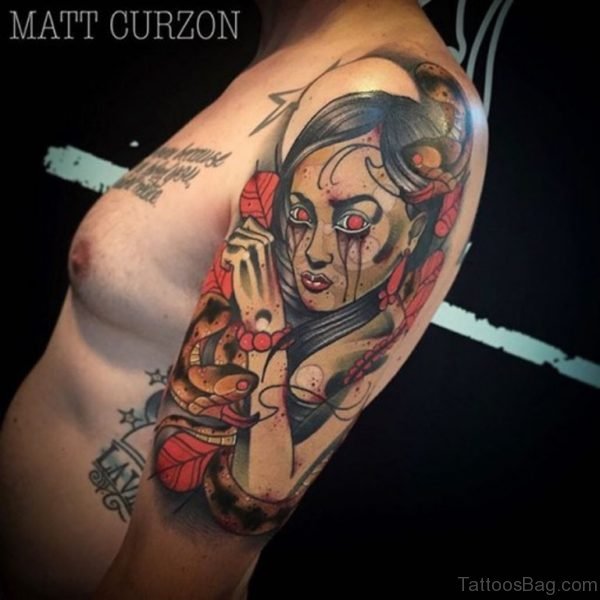 Medusa Tattoo On Shoulder