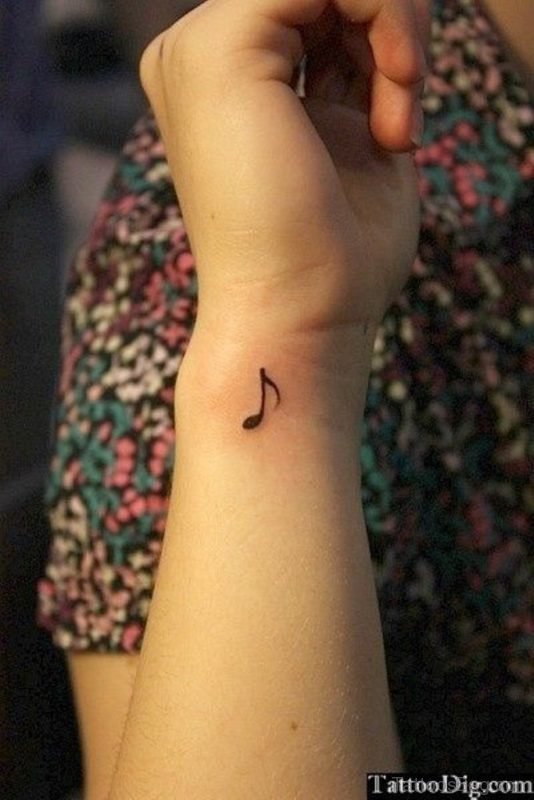 Music Word Tattoo Design On Wrist