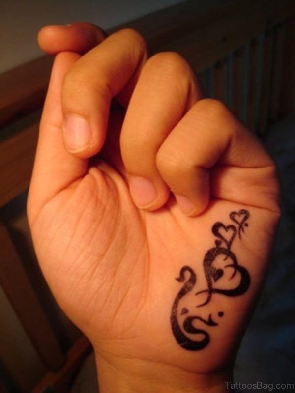 Musical Heart Tattoo On Hand
