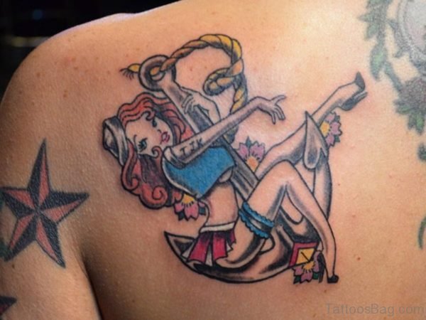 Nautical Anchor Tattoo On Shoulder