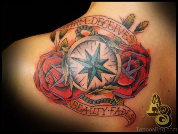Nautical Tattoo On Shoulder Back