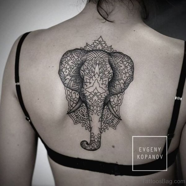 Nice Black And White Elephant Tattoo
