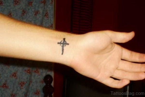Nice Cross Tattoo On wrist