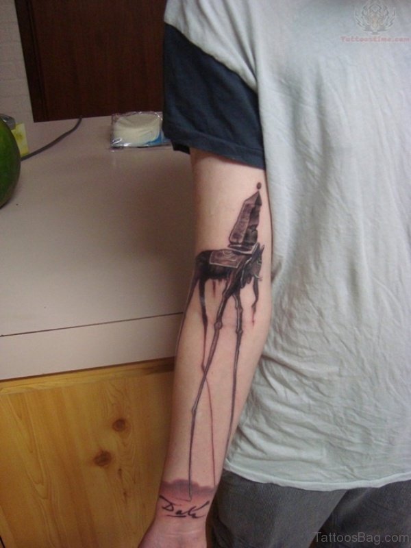 Nice Dali Elephant Forearm Tattoo