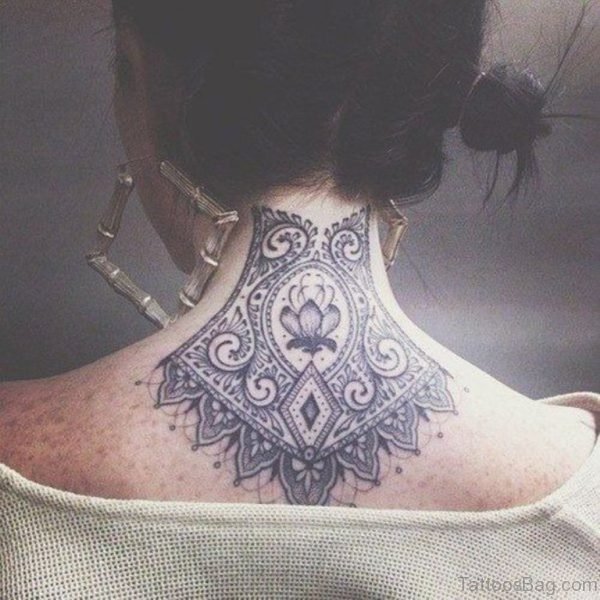Nice Geometric Tattoo On Nape