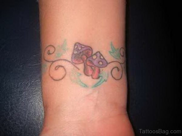 Nice Mushroom Tattoo On Wrist