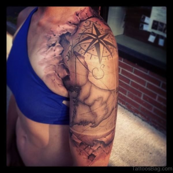 Nice Nautical Shoulder Tattoo
