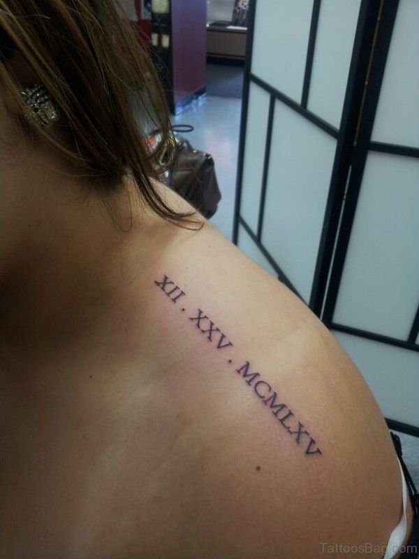 Nice Roman Tattoo On Left Shoulder