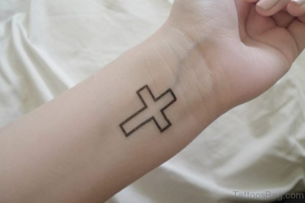 Outline Beautiful Cross On Wrist