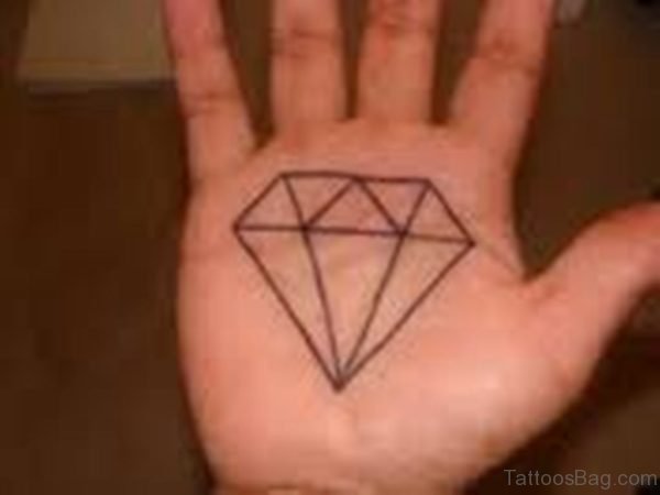 Outline Diamond Tattoo On Hand