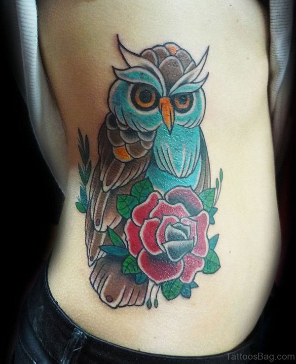 Owl And Rose Tattoo 
