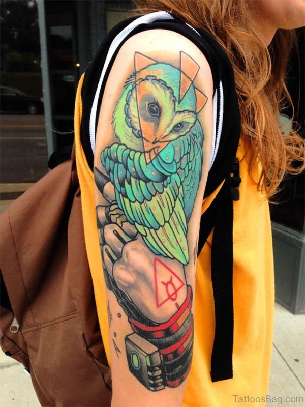 Owl On Hand Tattoo