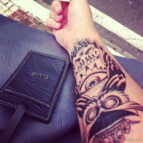 Owl Tattoo Design On Wrist