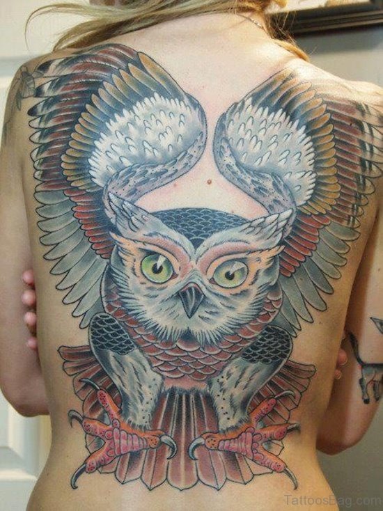 Owl Tattoo On Full BAck