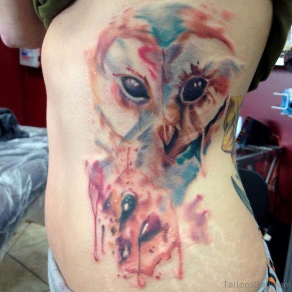 Owl Tattoo On Rib 