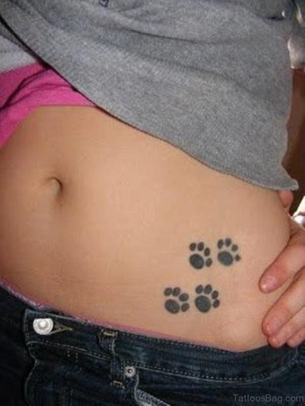 Paw Tattoo On Waist
