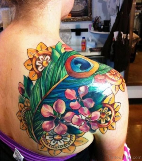 Peacock Feather Tattoo On Back