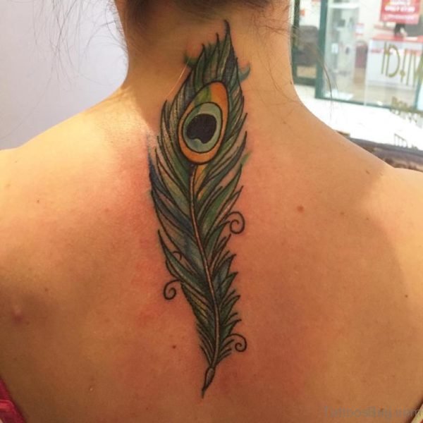 Peacock Feather Tattoo on Nape