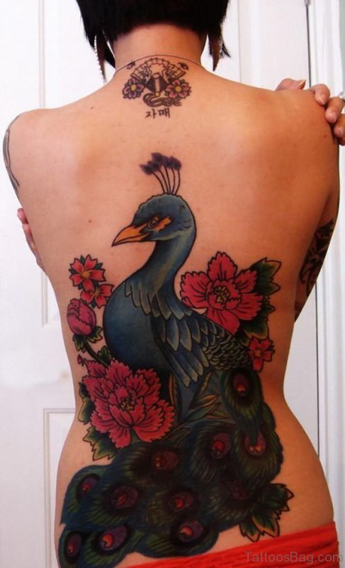 Peacock Tattoo Design On Full Back