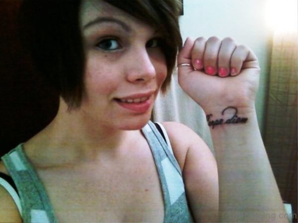 Photo Of Carpe Diem Tattoo On Wrist