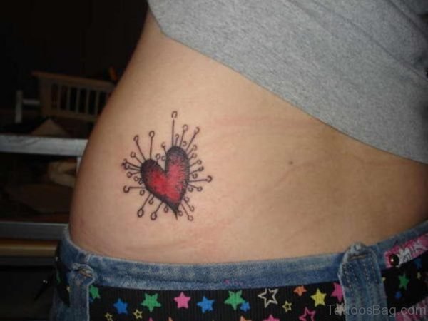 Pinched Heart Tattoo On Waist