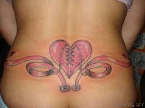 Pink Heart Tattoo On Waist