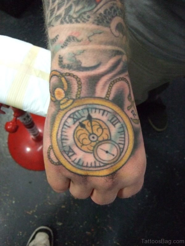Pocket Watch Hand Tattoo