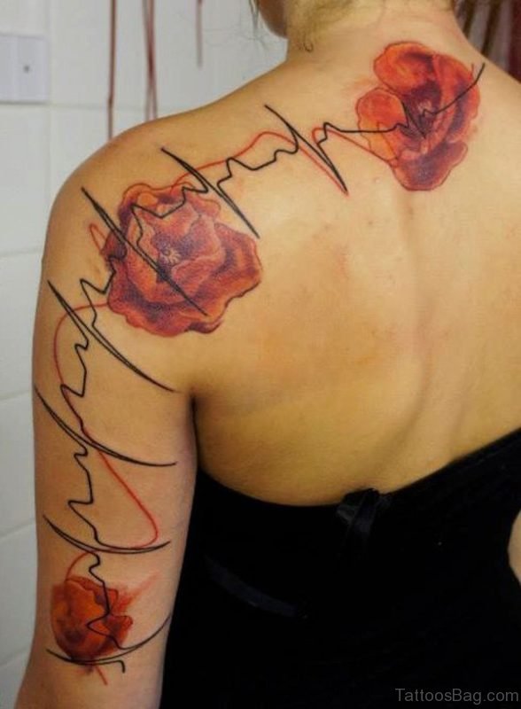 Poppy Flower Tattoo Design On Back