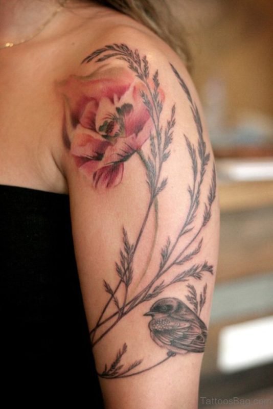 Poppy Tattoo On Shoulder.