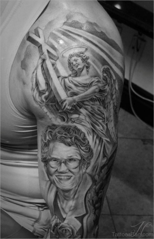 Portrait Tattoo On Shoulder