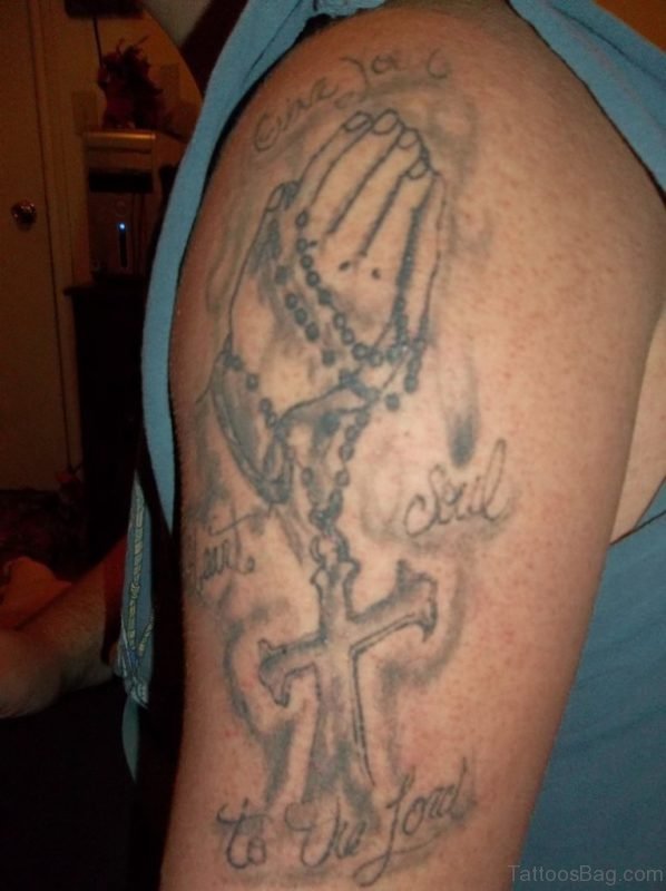 Praying Hands Tattoo Design On Shoulder