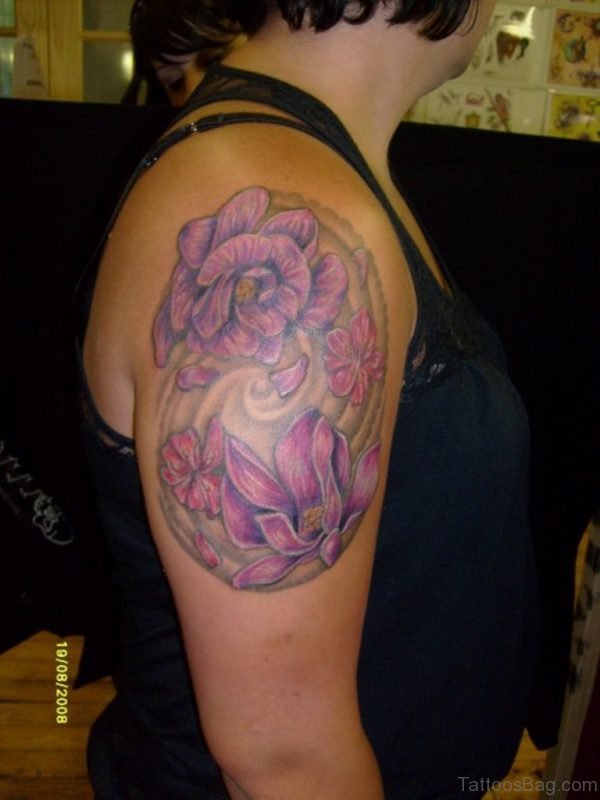 Pretty Magnolia Tattoo On Shoulder