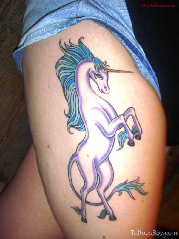 Pretty Unicorn Tattoo On Thigh