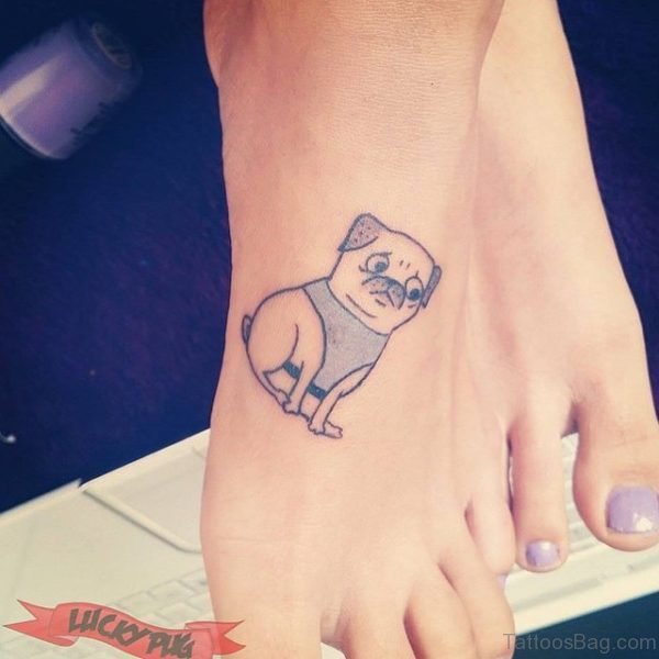Pug Tattoo On Foot 