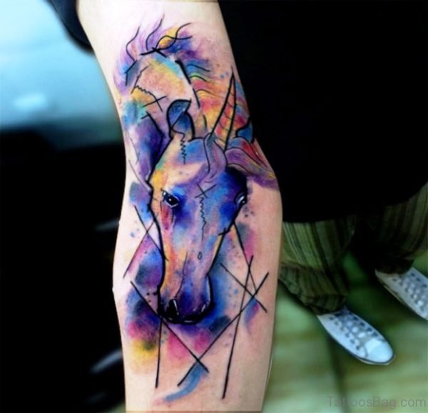 Rainbow Watercolor Unicorn Tattoo
