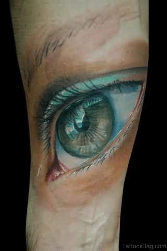 Realistic Eye Tattoo On Arm
