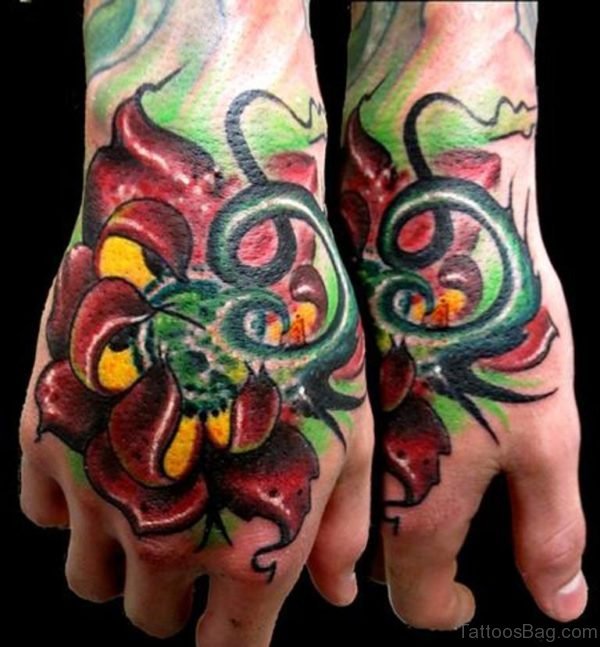 Red Ink Lotus Tattoo