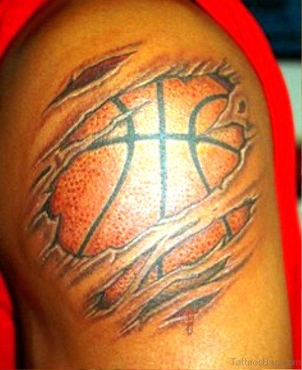 Ripped Skin Basketball Tattoo