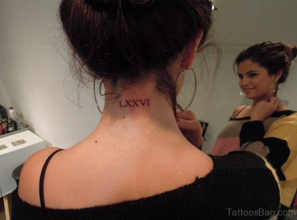 Roman Numbers Tattoo On Nape