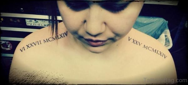 Roman Numerical Shoulder Tattoo Design