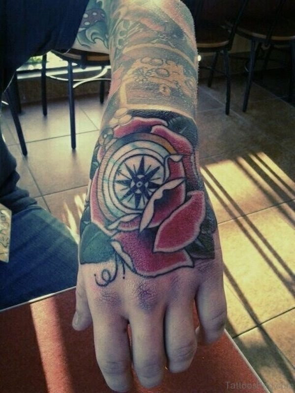 Rose And Compass Tattoo