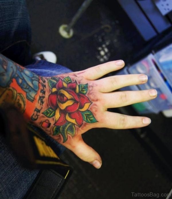 Rose And Leaf Tattoo