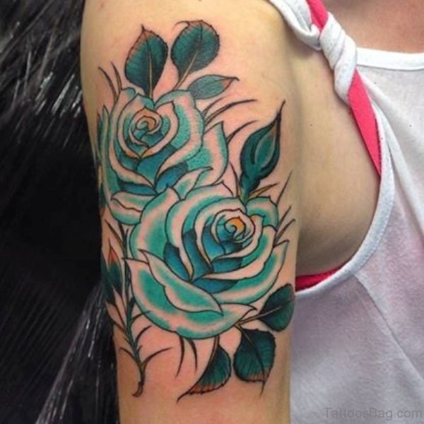 Rose Tattoo Design On Shoulder 