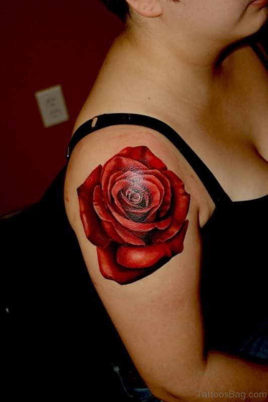 Rose Tattoo On Shoulder