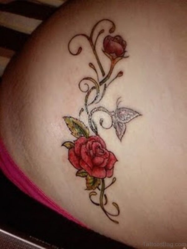 Rose Vine Tattoo On Waist