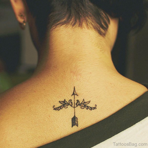 Sagittarius Arrow Tattoo Design On Back