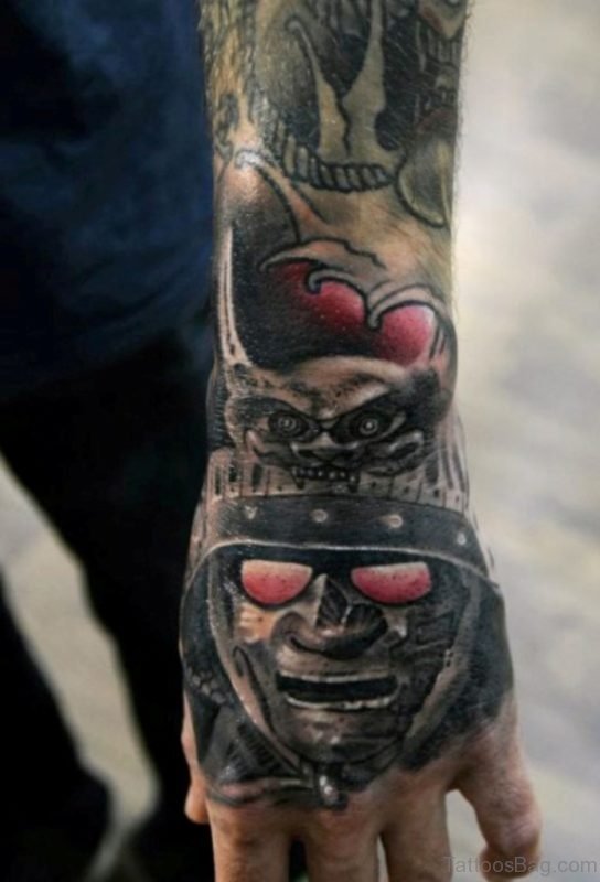 Samurai Warrior Tattoo On Hand
